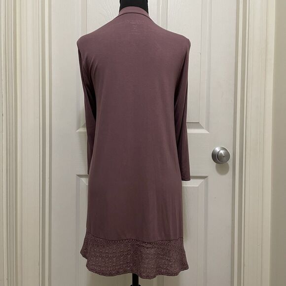 Torrid Super Soft Knit Cardigan Crochet Trim Rose Taupe 3/4 Sleeve Size 0 Large - Picture 6 of 11